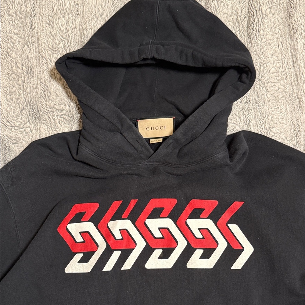 Gucci Black Hoodie with Red and White Design